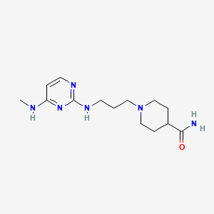 molecular formula C14H24N6O B4258154 1-(3-{[4-(methylamino)pyrimidin-2-yl]amino}propyl)piperidine-4-carboxamide 