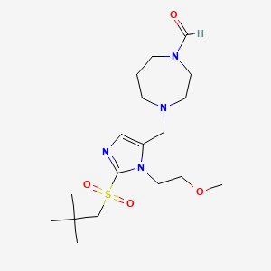molecular formula C18H32N4O4S B4258174 4-{[2-[(2,2-dimethylpropyl)sulfonyl]-1-(2-methoxyethyl)-1H-imidazol-5-yl]methyl}-1,4-diazepane-1-carbaldehyde 