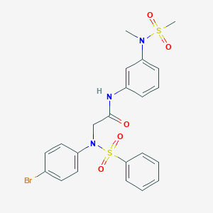 molecular formula C22H22BrN3O5S2 B425818 2-[4-bromo(phenylsulfonyl)anilino]-N-{3-[methyl(methylsulfonyl)amino]phenyl}acetamide 