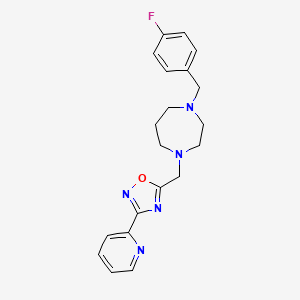 molecular formula C20H22FN5O B4258190 1-(4-fluorobenzyl)-4-{[3-(2-pyridinyl)-1,2,4-oxadiazol-5-yl]methyl}-1,4-diazepane 