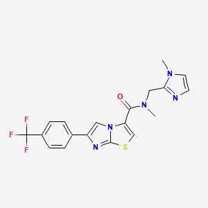 molecular formula C19H16F3N5OS B4258203 N-methyl-N-[(1-methyl-1H-imidazol-2-yl)methyl]-6-[4-(trifluoromethyl)phenyl]imidazo[2,1-b][1,3]thiazole-3-carboxamide 