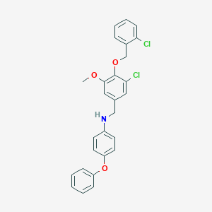molecular formula C27H23Cl2NO3 B425823 N-{3-chloro-4-[(2-chlorobenzyl)oxy]-5-methoxybenzyl}-4-phenoxyaniline 