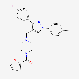 molecular formula C26H25FN4O2 B4258232 1-{[3-(4-fluorophenyl)-1-(4-methylphenyl)-1H-pyrazol-4-yl]methyl}-4-(2-furoyl)piperazine 