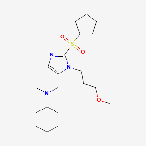molecular formula C20H35N3O3S B4258235 N-{[2-(cyclopentylsulfonyl)-1-(3-methoxypropyl)-1H-imidazol-5-yl]methyl}-N-methylcyclohexanamine 