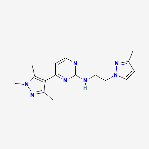 molecular formula C16H21N7 B4258239 N-[2-(3-methyl-1H-pyrazol-1-yl)ethyl]-4-(1,3,5-trimethyl-1H-pyrazol-4-yl)pyrimidin-2-amine 
