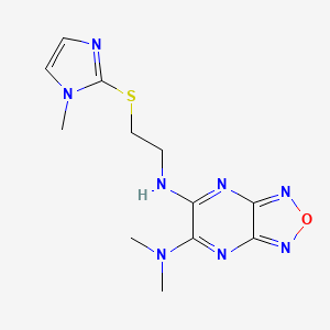 molecular formula C12H16N8OS B4258241 N,N-dimethyl-N'-{2-[(1-methyl-1H-imidazol-2-yl)thio]ethyl}[1,2,5]oxadiazolo[3,4-b]pyrazine-5,6-diamine 