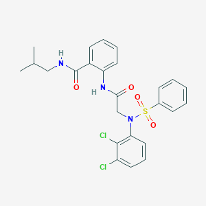 molecular formula C25H25Cl2N3O4S B425826 2-({[2,3-dichloro(phenylsulfonyl)anilino]acetyl}amino)-N-isobutylbenzamide 