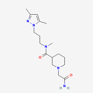 molecular formula C17H29N5O2 B4258266 1-(2-amino-2-oxoethyl)-N-[3-(3,5-dimethyl-1H-pyrazol-1-yl)propyl]-N-methylpiperidine-3-carboxamide 