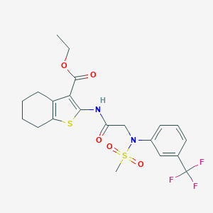 molecular formula C21H23F3N2O5S2 B425827 Ethyl 2-({[(methylsulfonyl)-3-(trifluoromethyl)anilino]acetyl}amino)-4,5,6,7-tetrahydro-1-benzothiophene-3-carboxylate 