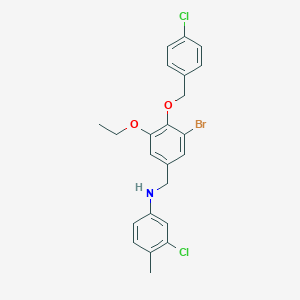 molecular formula C23H22BrCl2NO2 B425828 N-{3-bromo-4-[(4-chlorobenzyl)oxy]-5-ethoxybenzyl}-3-chloro-4-methylaniline 