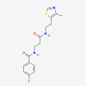 molecular formula C16H18FN3O2S B4258281 4-fluoro-N-(3-{[2-(4-methyl-1,3-thiazol-5-yl)ethyl]amino}-3-oxopropyl)benzamide 