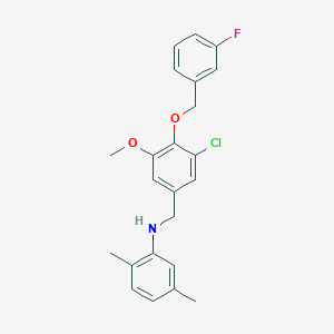molecular formula C23H23ClFNO2 B425830 N-{3-chloro-4-[(3-fluorobenzyl)oxy]-5-methoxybenzyl}-2,5-dimethylaniline 