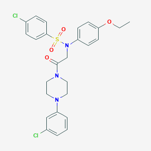 molecular formula C26H27Cl2N3O4S B425831 4-chloro-N-{2-[4-(3-chlorophenyl)-1-piperazinyl]-2-oxoethyl}-N-(4-ethoxyphenyl)benzenesulfonamide 