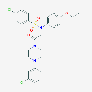 molecular formula C26H27Cl2N3O4S B425831 4-chloro-N-[2-[4-(3-chlorophenyl)piperazin-1-yl]-2-oxoethyl]-N-(4-ethoxyphenyl)benzenesulfonamide 