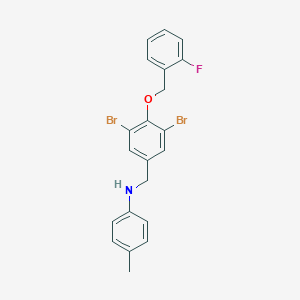 molecular formula C21H18Br2FNO B425833 N-{3,5-dibromo-4-[(2-fluorobenzyl)oxy]benzyl}-4-methylaniline 