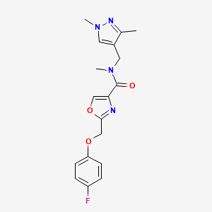 molecular formula C18H19FN4O3 B4258348 N-[(1,3-dimethyl-1H-pyrazol-4-yl)methyl]-2-[(4-fluorophenoxy)methyl]-N-methyl-1,3-oxazole-4-carboxamide 