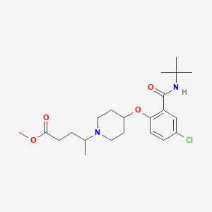 molecular formula C22H33ClN2O4 B4258367 methyl 4-(4-{2-[(tert-butylamino)carbonyl]-4-chlorophenoxy}-1-piperidinyl)pentanoate 