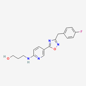 molecular formula C17H17FN4O2 B4258376 3-({5-[3-(4-fluorobenzyl)-1,2,4-oxadiazol-5-yl]-2-pyridinyl}amino)-1-propanol 