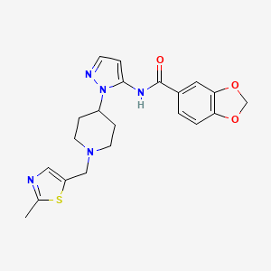 molecular formula C21H23N5O3S B4258384 N-(1-{1-[(2-methyl-1,3-thiazol-5-yl)methyl]-4-piperidinyl}-1H-pyrazol-5-yl)-1,3-benzodioxole-5-carboxamide 