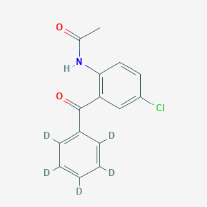 molecular formula C15H12ClNO2 B042584 N-[4-氯-2-(2,3,4,5,6-五氘代苯甲酰)苯基]乙酰胺 CAS No. 65854-71-9