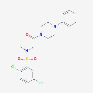 molecular formula C19H21Cl2N3O3S B425840 2,5-dichloro-N-methyl-N-[2-oxo-2-(4-phenylpiperazin-1-yl)ethyl]benzenesulfonamide 