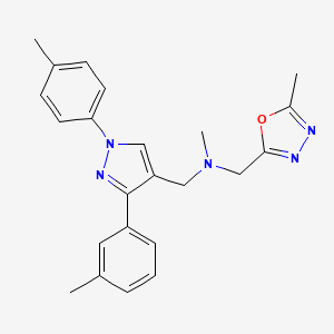 molecular formula C23H25N5O B4258448 N-methyl-1-(5-methyl-1,3,4-oxadiazol-2-yl)-N-{[3-(3-methylphenyl)-1-(4-methylphenyl)-1H-pyrazol-4-yl]methyl}methanamine 