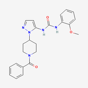 molecular formula C23H25N5O3 B4258464 N-[1-(1-benzoyl-4-piperidinyl)-1H-pyrazol-5-yl]-N'-(2-methoxyphenyl)urea 