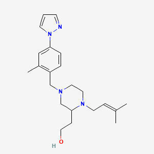 molecular formula C22H32N4O B4258473 2-{1-(3-methyl-2-buten-1-yl)-4-[2-methyl-4-(1H-pyrazol-1-yl)benzyl]-2-piperazinyl}ethanol 
