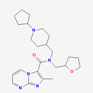 molecular formula C24H35N5O2 B4258484 N-[(1-cyclopentyl-4-piperidinyl)methyl]-2-methyl-N-(tetrahydro-2-furanylmethyl)imidazo[1,2-a]pyrimidine-3-carboxamide 