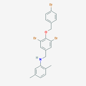 molecular formula C22H20Br3NO B425851 N-{3,5-dibromo-4-[(4-bromobenzyl)oxy]benzyl}-N-(2,5-dimethylphenyl)amine 