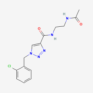 molecular formula C14H16ClN5O2 B4258510 N-[2-(acetylamino)ethyl]-1-(2-chlorobenzyl)-1H-1,2,3-triazole-4-carboxamide 