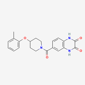 molecular formula C21H21N3O4 B4258518 6-{[4-(2-methylphenoxy)-1-piperidinyl]carbonyl}-1,4-dihydro-2,3-quinoxalinedione 