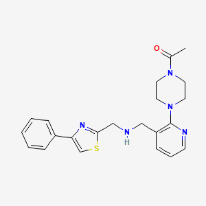 molecular formula C22H25N5OS B4258543 1-[2-(4-acetyl-1-piperazinyl)-3-pyridinyl]-N-[(4-phenyl-1,3-thiazol-2-yl)methyl]methanamine 