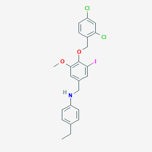 molecular formula C23H22Cl2INO2 B425855 N-{4-[(2,4-dichlorobenzyl)oxy]-3-iodo-5-methoxybenzyl}-4-ethylaniline 