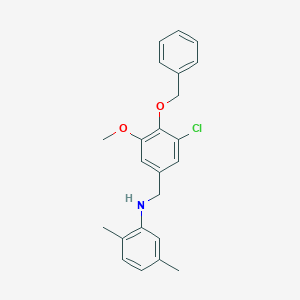 molecular formula C23H24ClNO2 B425856 N-[4-(benzyloxy)-3-chloro-5-methoxybenzyl]-2,5-dimethylaniline 