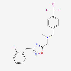 molecular formula C19H17F4N3O B4258565 1-[3-(2-fluorobenzyl)-1,2,4-oxadiazol-5-yl]-N-methyl-N-[4-(trifluoromethyl)benzyl]methanamine 