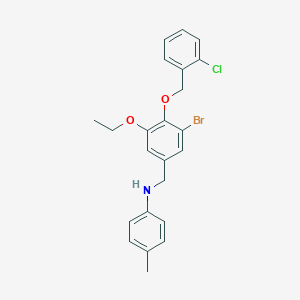molecular formula C23H23BrClNO2 B425861 N-{3-bromo-4-[(2-chlorobenzyl)oxy]-5-ethoxybenzyl}-4-methylaniline 