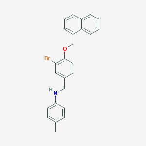 molecular formula C25H22BrNO B425862 N-[3-bromo-4-(naphthalen-1-ylmethoxy)benzyl]-4-methylaniline 