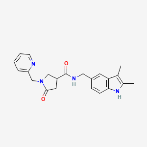 molecular formula C22H24N4O2 B4258627 N-[(2,3-dimethyl-1H-indol-5-yl)methyl]-5-oxo-1-(pyridin-2-ylmethyl)pyrrolidine-3-carboxamide 