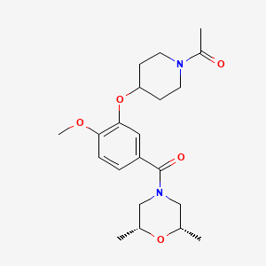 molecular formula C21H30N2O5 B4258668 (2R*,6S*)-4-{3-[(1-acetyl-4-piperidinyl)oxy]-4-methoxybenzoyl}-2,6-dimethylmorpholine 