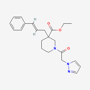 molecular formula C22H27N3O3 B4258679 ethyl 3-[(2E)-3-phenyl-2-propen-1-yl]-1-(1H-pyrazol-1-ylacetyl)-3-piperidinecarboxylate 
