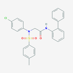 molecular formula C27H23ClN2O3S B425868 N-[1,1'-biphenyl]-2-yl-2-{4-chloro[(4-methylphenyl)sulfonyl]anilino}acetamide 