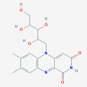 molecular formula C₁₈H₂₁N₃O₆ B042587 7,8-Dimethyl-5-(2,3,4,5-tetrahydroxypentyl)pyrido[4,3-b]quinoxaline-1,3-dione CAS No. 64183-66-0