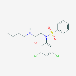 molecular formula C18H20Cl2N2O3S B425873 N-butyl-2-[3,5-dichloro(phenylsulfonyl)anilino]acetamide 