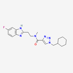 molecular formula C20H25FN6O B4258736 1-(cyclohexylmethyl)-N-[2-(5-fluoro-1H-benzimidazol-2-yl)ethyl]-N-methyl-1H-1,2,3-triazole-4-carboxamide 