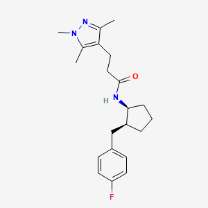 N-[(1S*,2S*)-2-(4-fluorobenzyl)cyclopentyl]-3-(1,3,5-trimethyl-1H-pyrazol-4-yl)propanamide