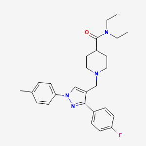 N,N-diethyl-1-{[3-(4-fluorophenyl)-1-(4-methylphenyl)-1H-pyrazol-4-yl]methyl}-4-piperidinecarboxamide