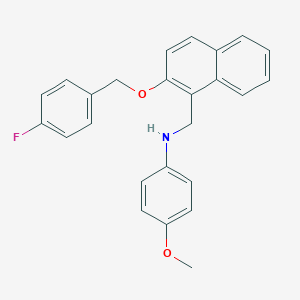 molecular formula C25H22FNO2 B425880 N-({2-[(4-fluorobenzyl)oxy]naphthalen-1-yl}methyl)-4-methoxyaniline 