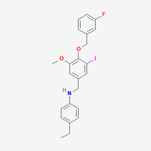 molecular formula C23H23FINO2 B425883 N-(4-ethylphenyl)-N-{4-[(3-fluorobenzyl)oxy]-3-iodo-5-methoxybenzyl}amine 