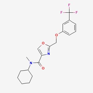 molecular formula C19H21F3N2O3 B4258830 N-cyclohexyl-N-methyl-2-{[3-(trifluoromethyl)phenoxy]methyl}-1,3-oxazole-4-carboxamide 